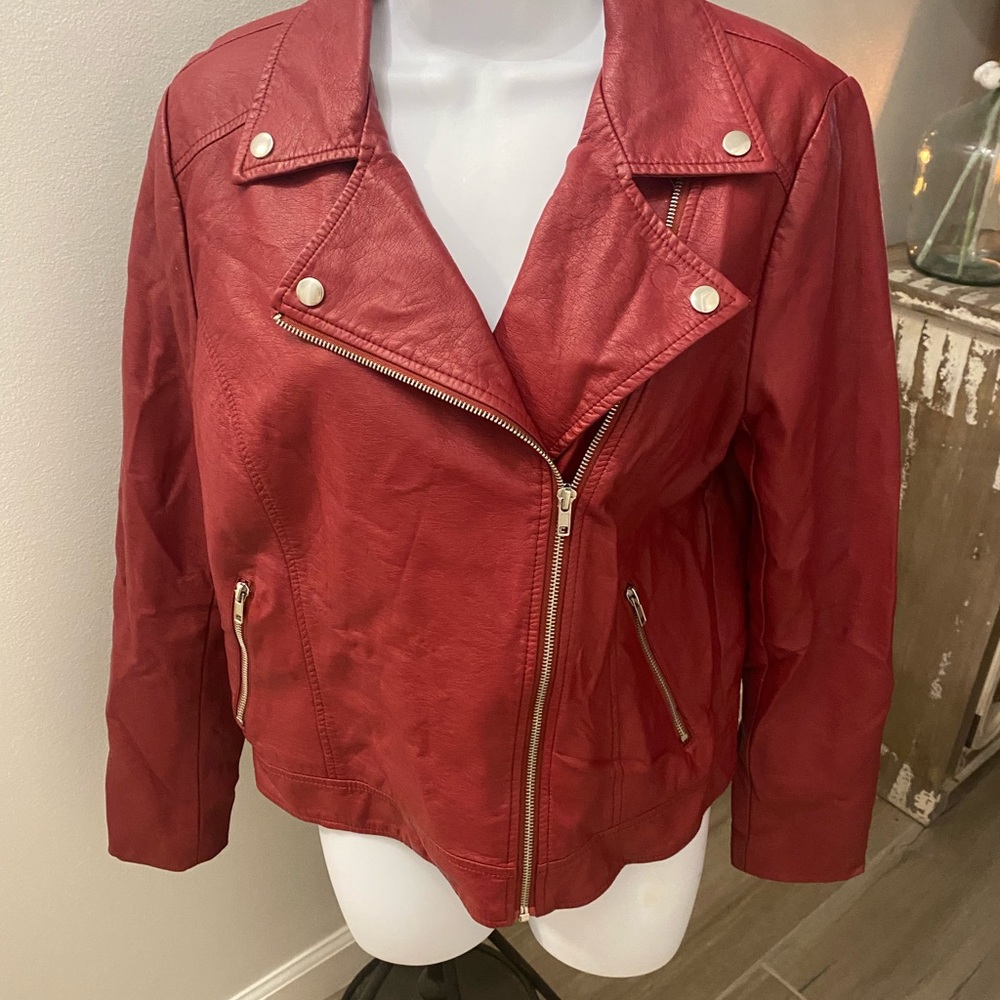 Red pleather jacket Motto